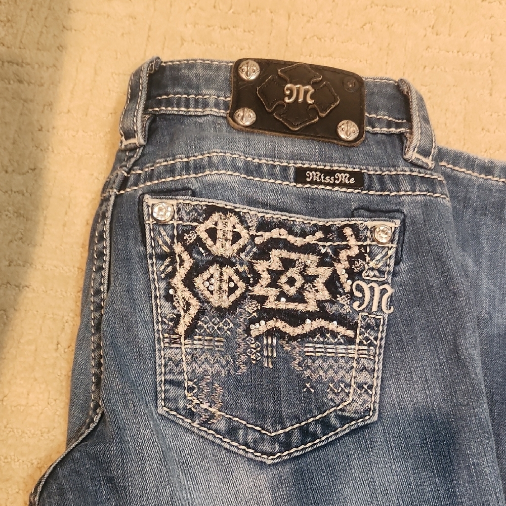 Miss Me Women's Denim Distressed Boot Cut Jeans - 31 Inch Inseam